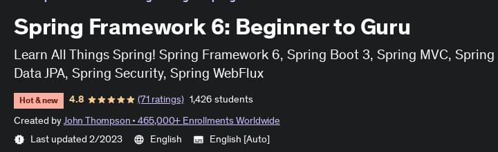 Spring Framework 6: Beginner to Guru