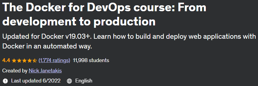 The Docker for DevOps course: From development to production