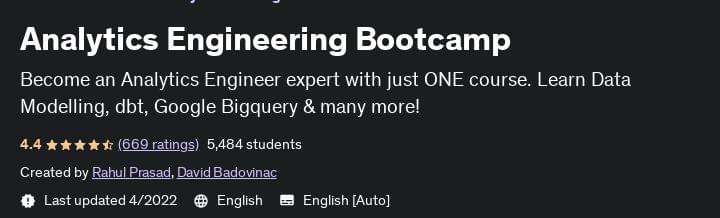 Analytics Engineering Bootcamp