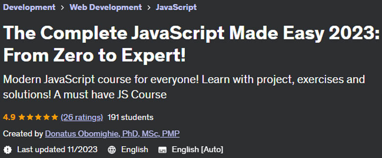 The Complete JavaScript Made Easy 2023: From Zero to Expert!