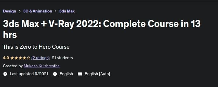 3ds Max + V-Ray 2022: Complete Course in 13 hrs