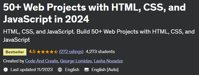 50+ Web Projects with HTML, CSS and JavaScript in 2024