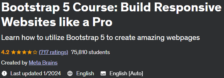 Bootstrap 5 Course: Build Responsive Websites like a Pro