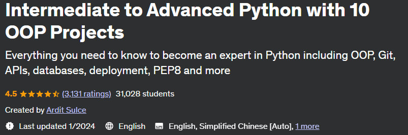 Intermediate to Advanced Python with 10 OOP Projects