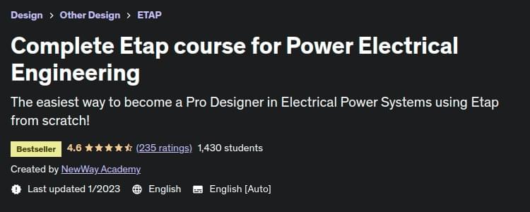 Complete Etap course for Power Electrical Engineering