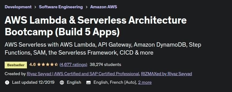 AWS Lambda & Serverless Architecture Bootcamp (Build 5 Apps)