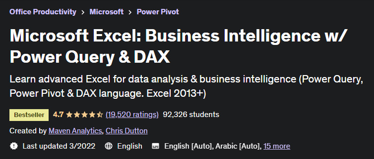 Microsoft Excel Business Intelligence w Power Query & DAX