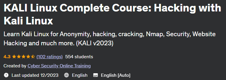 KALI Linux Complete Course: Hacking with Kali Linux