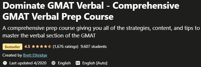 Dominate GMAT Verbal Comprehensive GMAT Verbal Prep Course