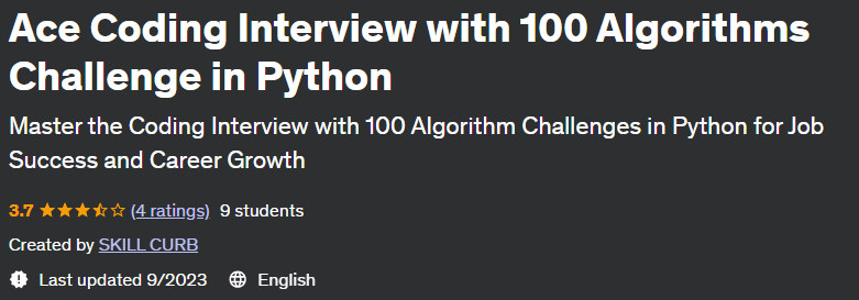 Ace Coding Interview with 100 Algorithms Challenge in Python