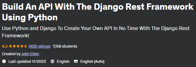 Build An API With The Django Rest Framework Using Python