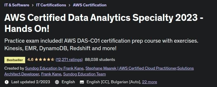 AWS Certified Data Analytics Specialty 2023 - Hands On!