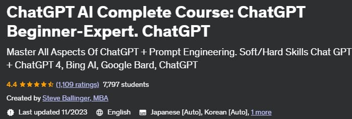 ChatGPT AI Complete Course_ ChatGPT Beginner-Expert.  ChatGPT