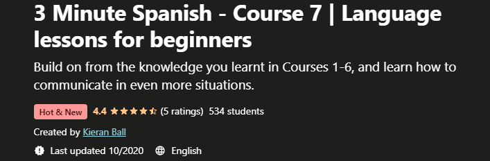 3 Minute Spanish Course 1-7 Language lessons for beginners