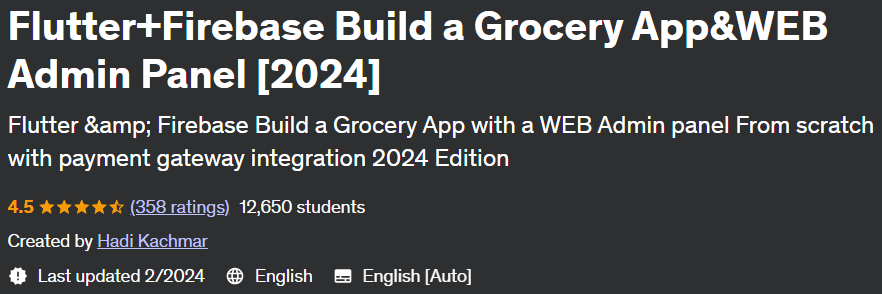 Flutter+Firebase Build a Grocery App&WEB Admin Panel (2024) 