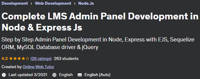 Complete LMS Admin Panel Development in Node & Express Js 