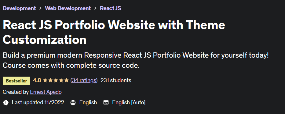 React JS Portfolio Website with Theme Customization