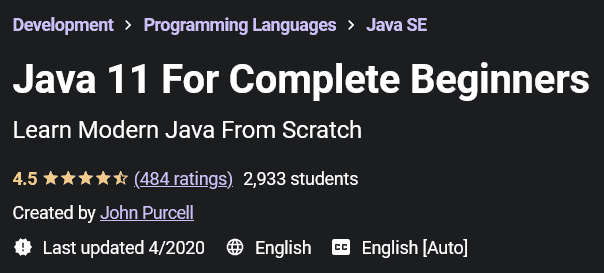Java 11 For Complete Beginners