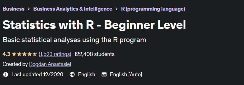 Statistics with R - Beginner Level