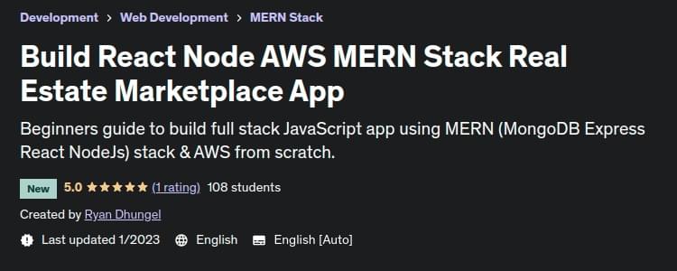 Build React Node AWS MERN Stack Real Estate Marketplace App