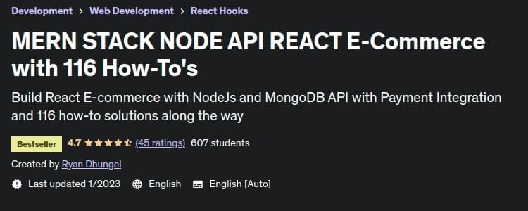 MERN STACK NODE API REACT E-Commerce with 116 How-To's