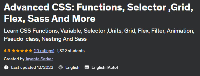 Advanced CSS: Functions Selector Grid Flex Sass And More