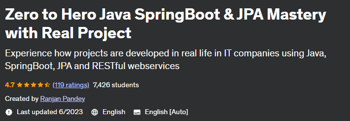 Zero to Hero Java SpringBoot & JPA Mastery with Real Project