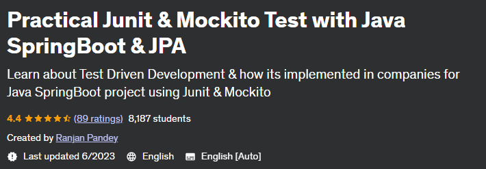 Practical Junit & Mockito Test with Java SpringBoot & JPA