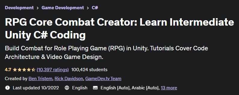 RPG Core Combat Creator Learn Intermediate Unity C# Coding