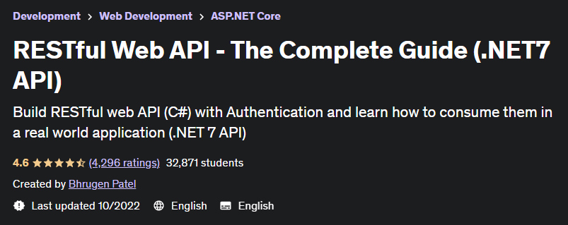 RESTful Web API - The Complete Guide (.NET7 API)