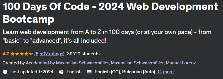 100 Days Of Code - 2024 Web Development Bootcamp