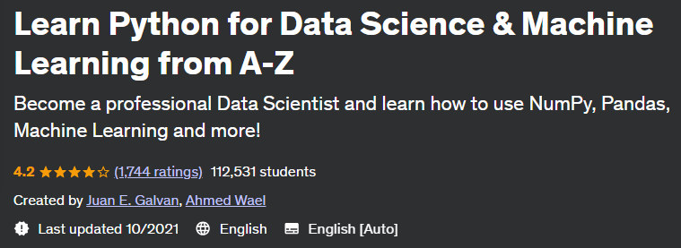 Learn Python for Data Science & Machine Learning from AZ