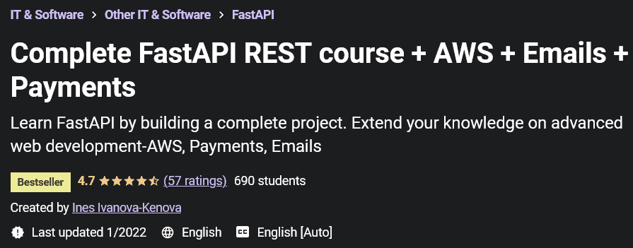 Complete FastAPI REST course + AWS + Emails + Payments