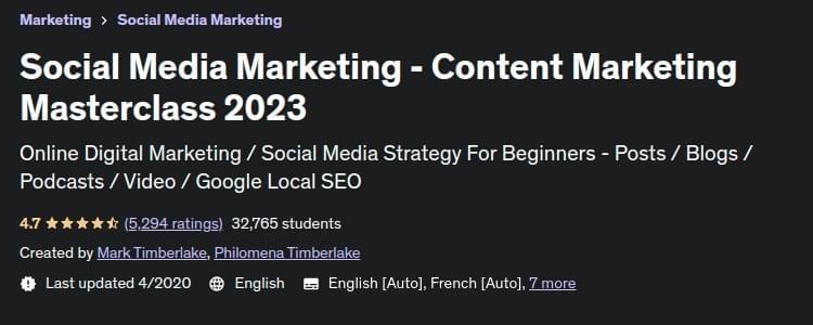 Social Media Marketing - Content Marketing Masterclass 2023