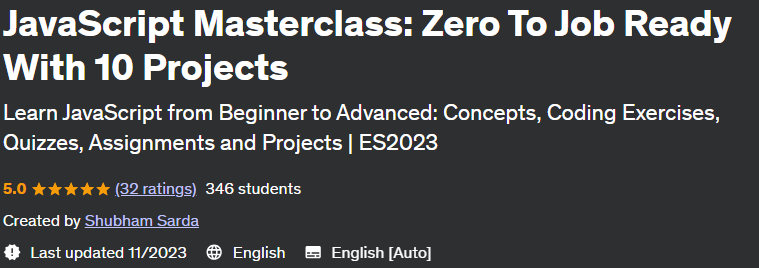 JavaScript Masterclass: Zero To Job Ready With 10 Projects