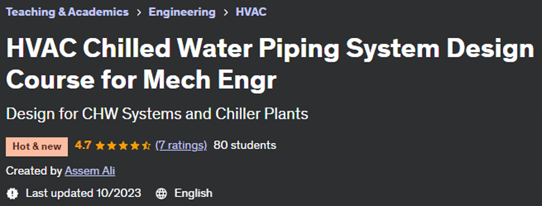 HVAC Chilled Water Piping System Design Course for Mech Engr 