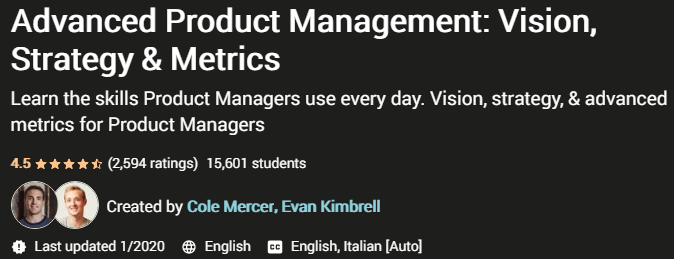 Advanced Product Management Vision Strategy & Metrics