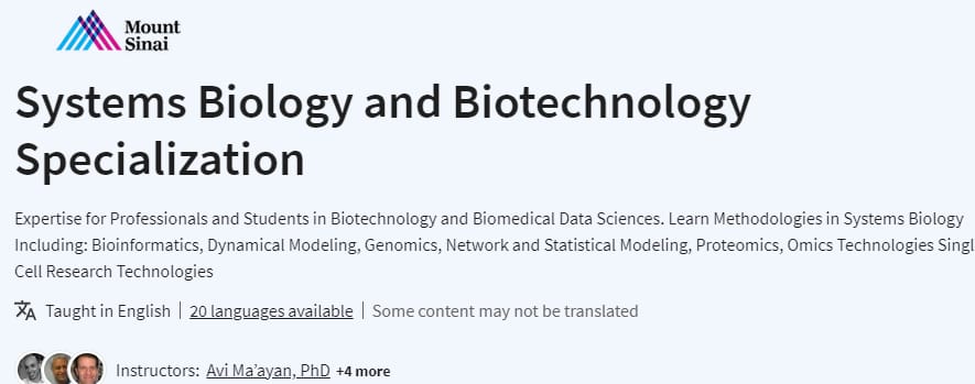 Systems Biology and Biotechnology Specialization