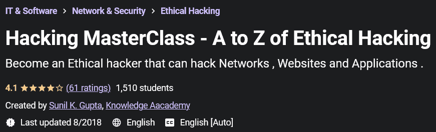 Hacking MasterClass - A to Z of Ethical Hacking