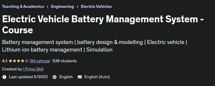 Electric Vehicle Battery Management System - Course