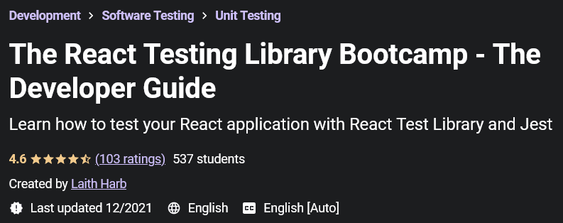 The React Testing Library Bootcamp - The Developer Guide