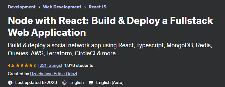 Node with React: Build & Deploy a Fullstack Web Application 