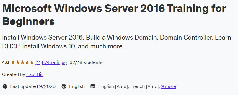 Microsoft Windows Server 2016 Training for Beginners