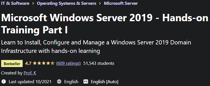 Microsoft Windows Server 2019 - Hands-on Training Part I