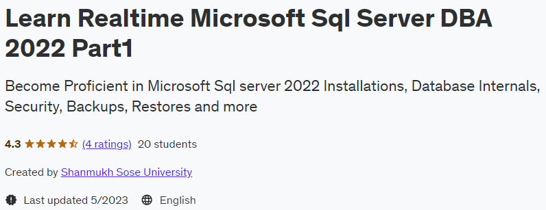 Learn Realtime Microsoft Sql Server DBA 2022 Part1