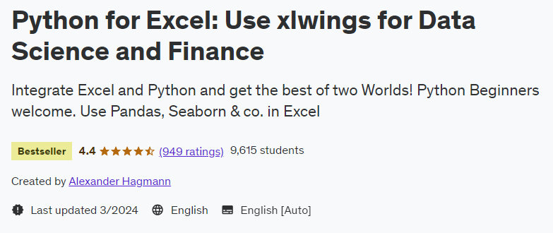 Python for Excel: Use xlwings for Data Science and Finance