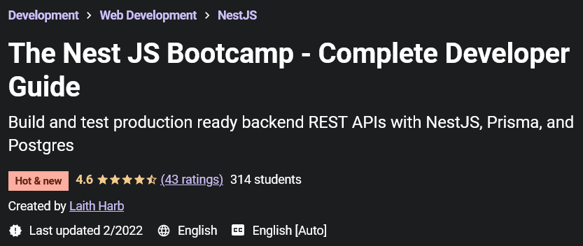 The Nest JS Bootcamp - Complete Developer Guide