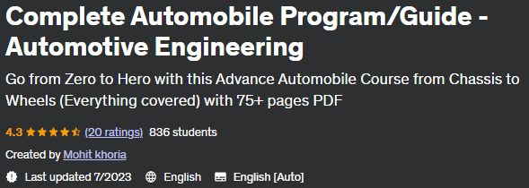 Complete Automobile Program/Guide - Automotive Engineering