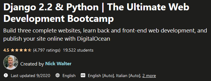 Django 2.2 & Python |  The Ultimate Web Development Bootcamp