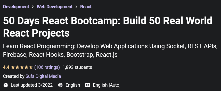 50 Days React Bootcamp: Build 50 Real World React Projects